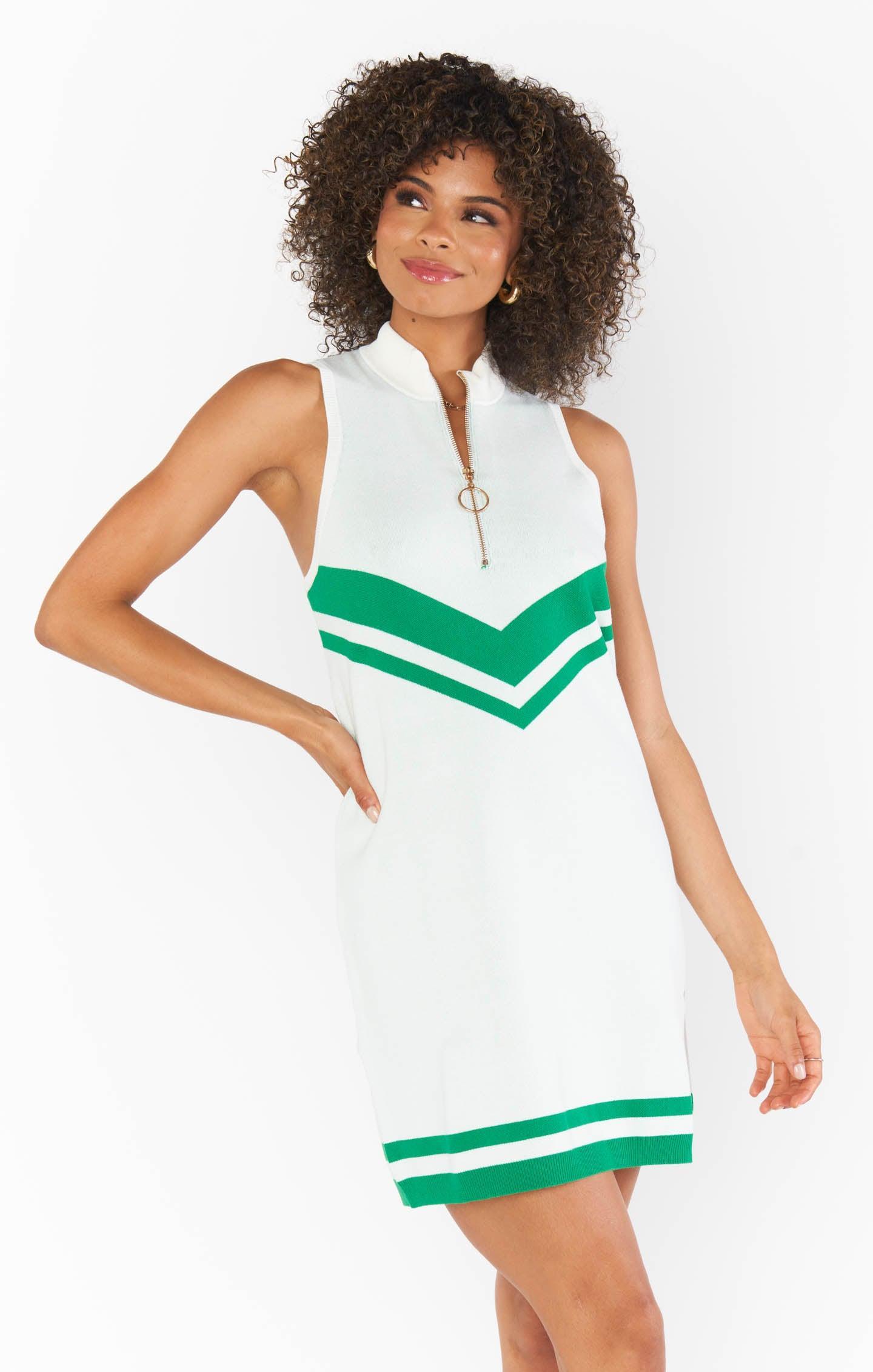 Zoe Zip Dress ~ Green Stripe Knit Product Image