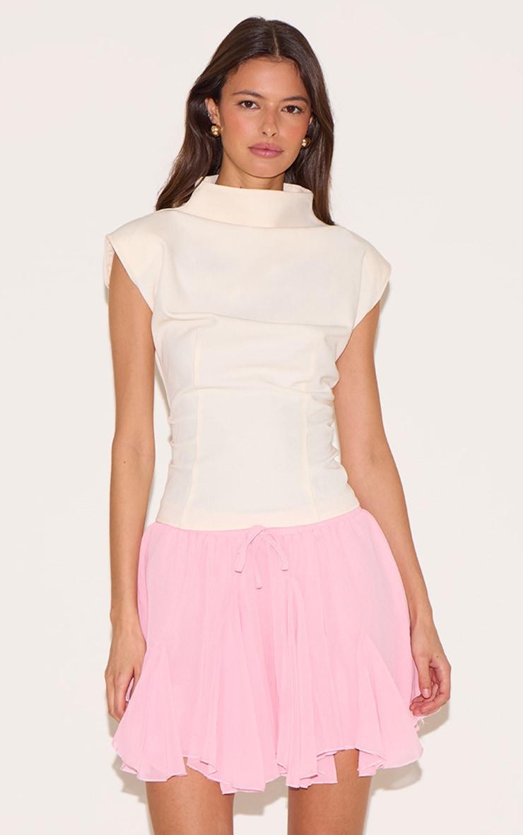 Candy Pink Chiffon Godet Floaty Mini Skirt Product Image