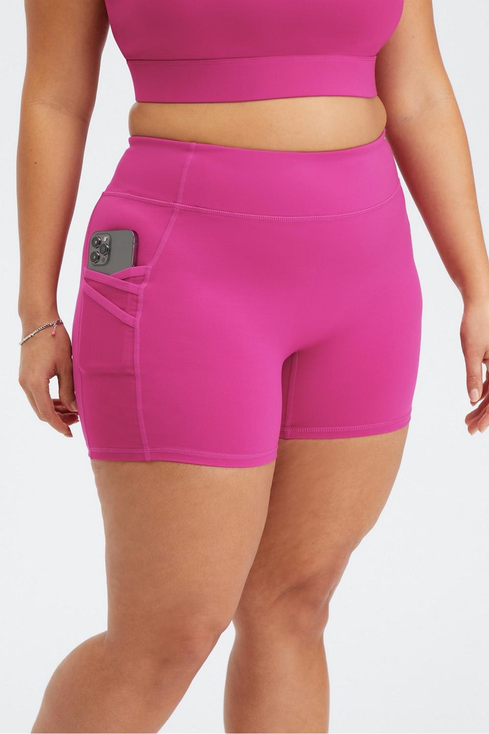 Fabletics Trinity Mid-Rise Pocket 5 Short Womens purple plus Size 2X Product Image