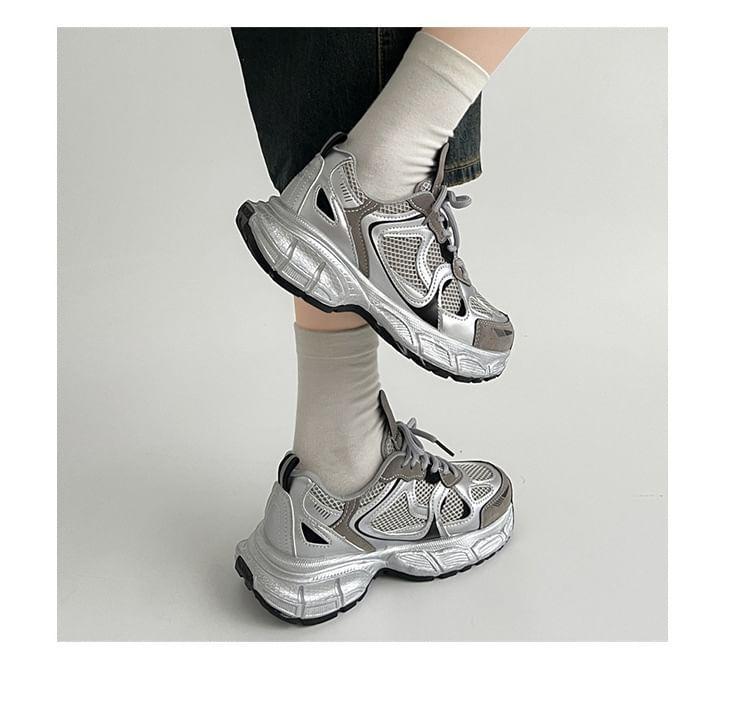 Platform Panel Mesh Sneakers Product Image