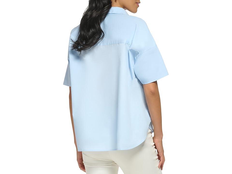 Calvin Klein Short Sleeve Round Hem High-Low (Cashmere ) Women's Clothing Product Image