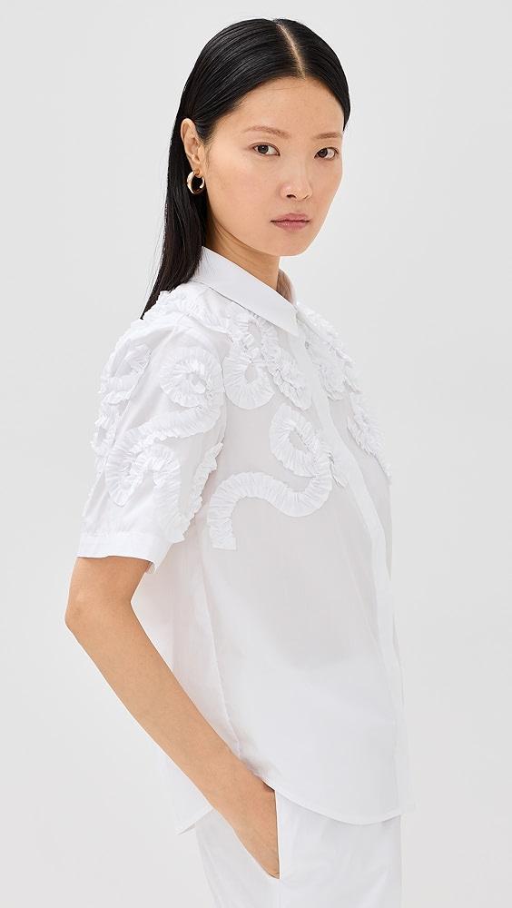 MEIMEIJ Short Sleeve Button Down with Ruffle Details | Shopbop Product Image