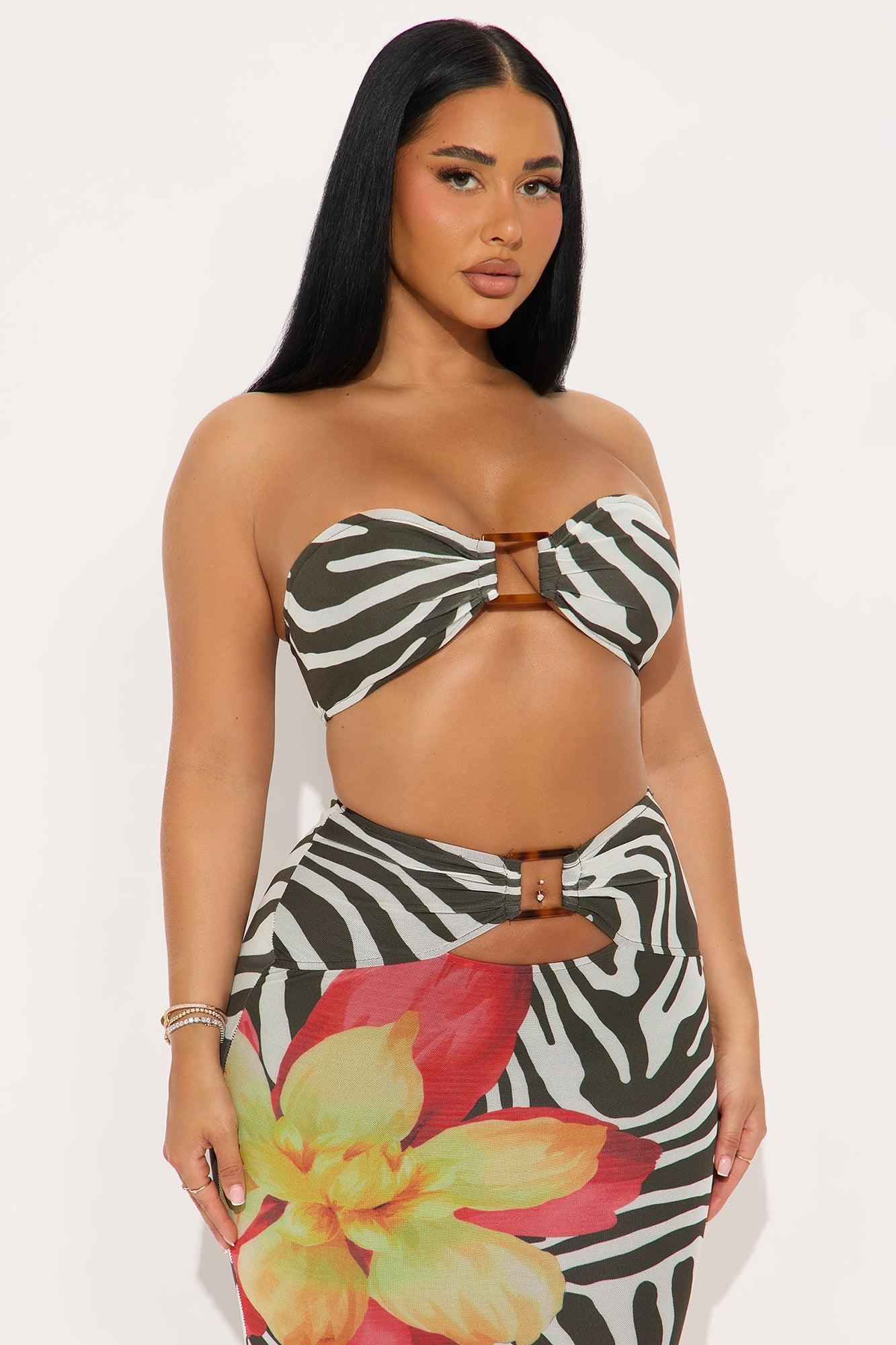 Exotic Breeze Mesh Maxi Skirt Set - Brown/combo Female Product Image