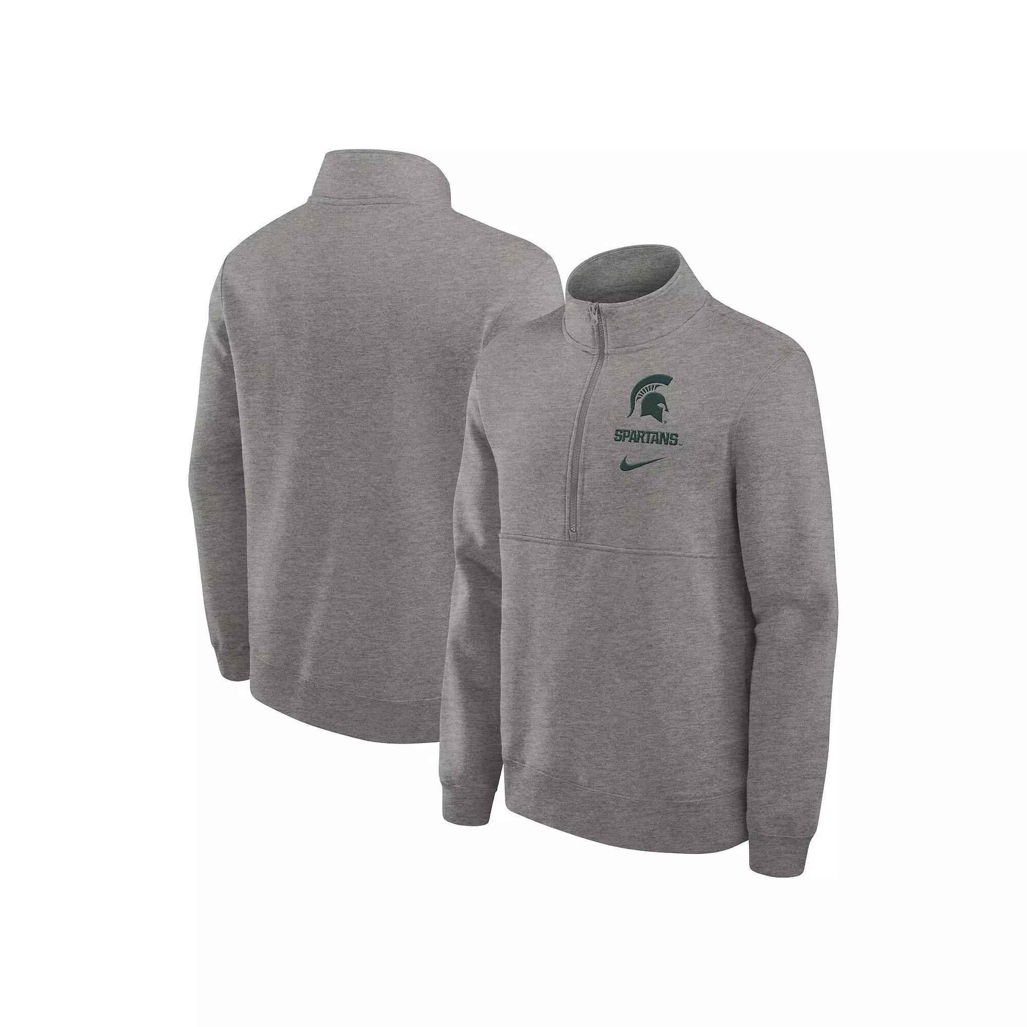 Men's Nike Heather Gray Stanford Cardinal Primetime Club Half-Zip Sweatshirt, Size: 3XL, Grey Product Image