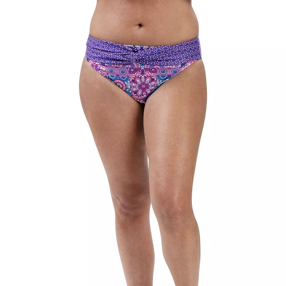 Women's Dolfin Aquashape UPF 50+ Print Twist-Front Swim Briefs, Size: Small, Patchwork Product Image