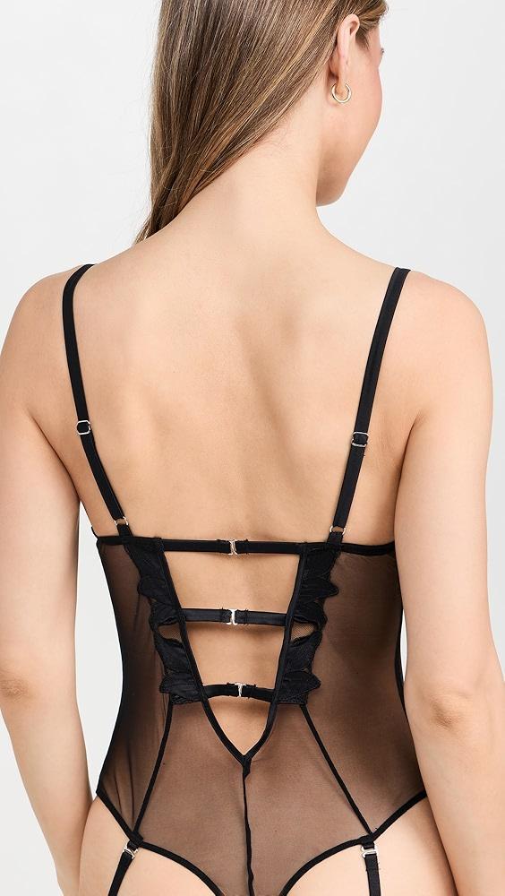 Fleur du Mal Lily Embroidery Cupped Thong Bodysuit | Shopbop Product Image