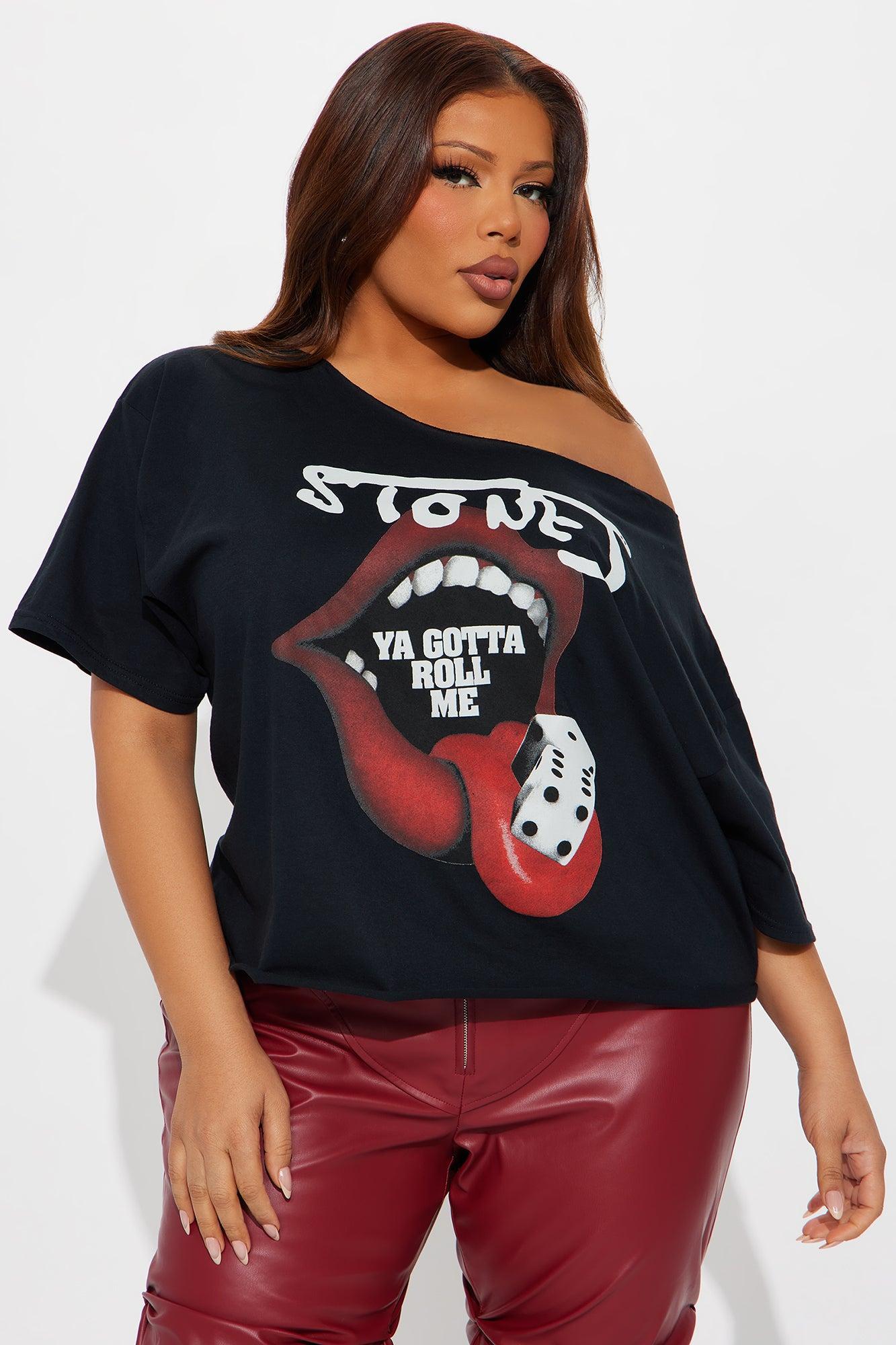 The Rolling Stones Dice Off Shoulder Tee - Black Female Product Image