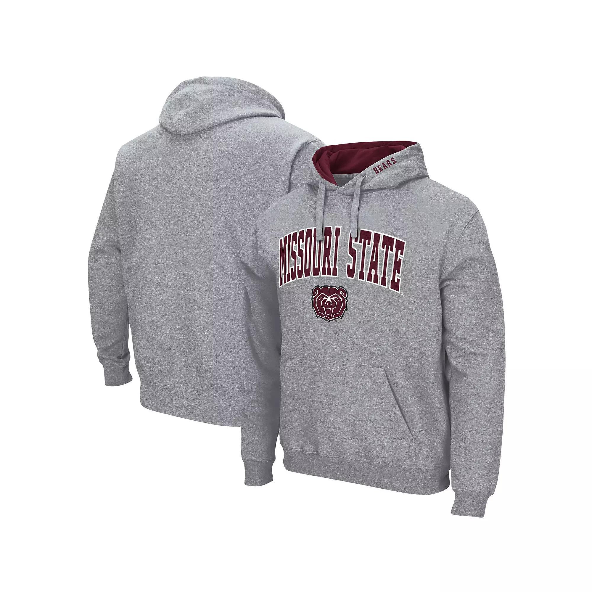 Men's Colosseum Heathered Gray UMass Minutemen Arch and Logo Pullover Hoodie,  Product Image