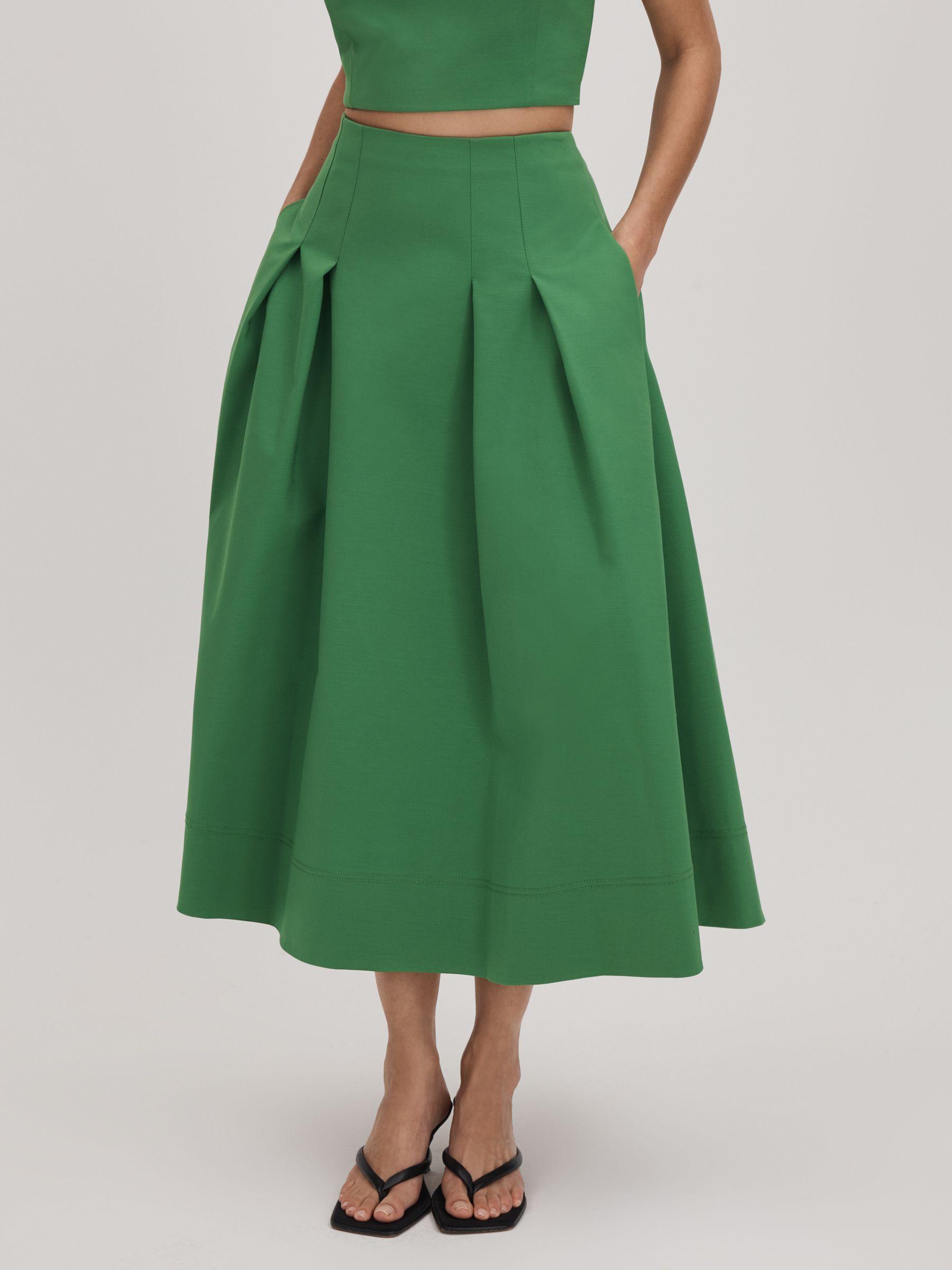 Florere Flared Midi Skirt in Bright Green Product Image