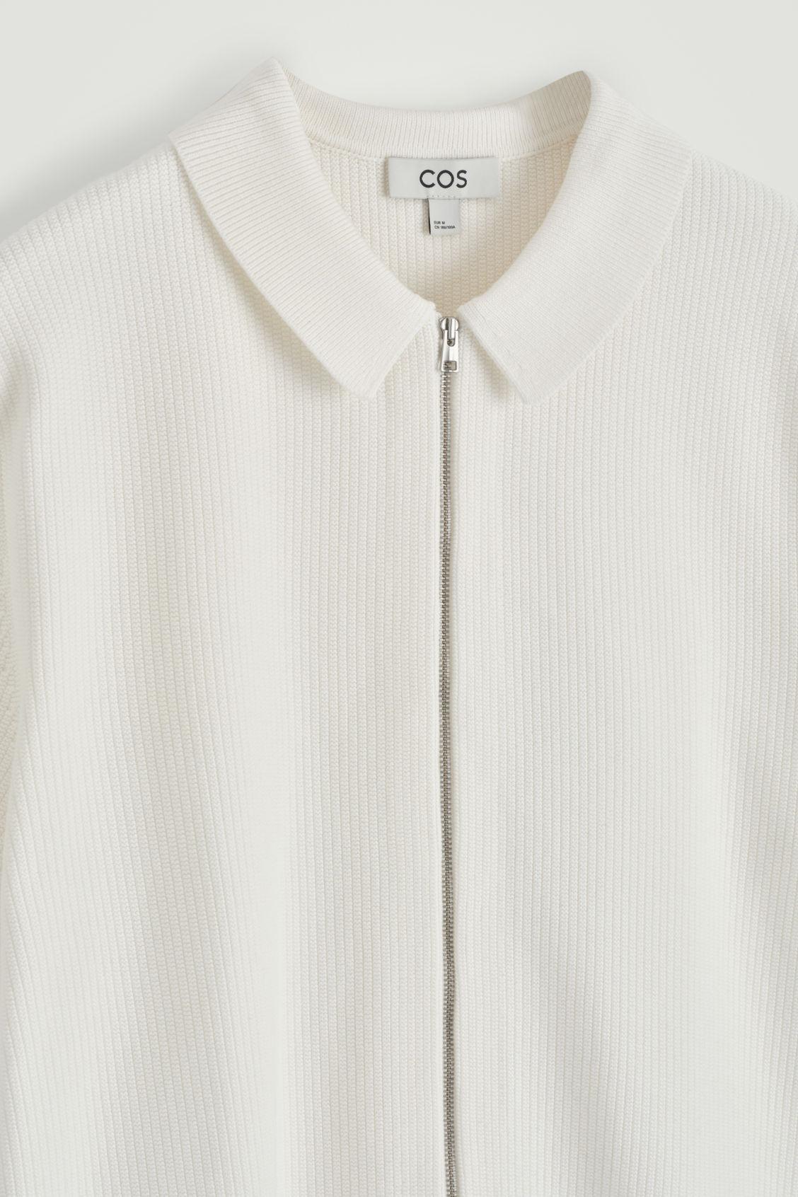 WAFFLE-KNIT COTTON ZIPPED SHIRT Product Image