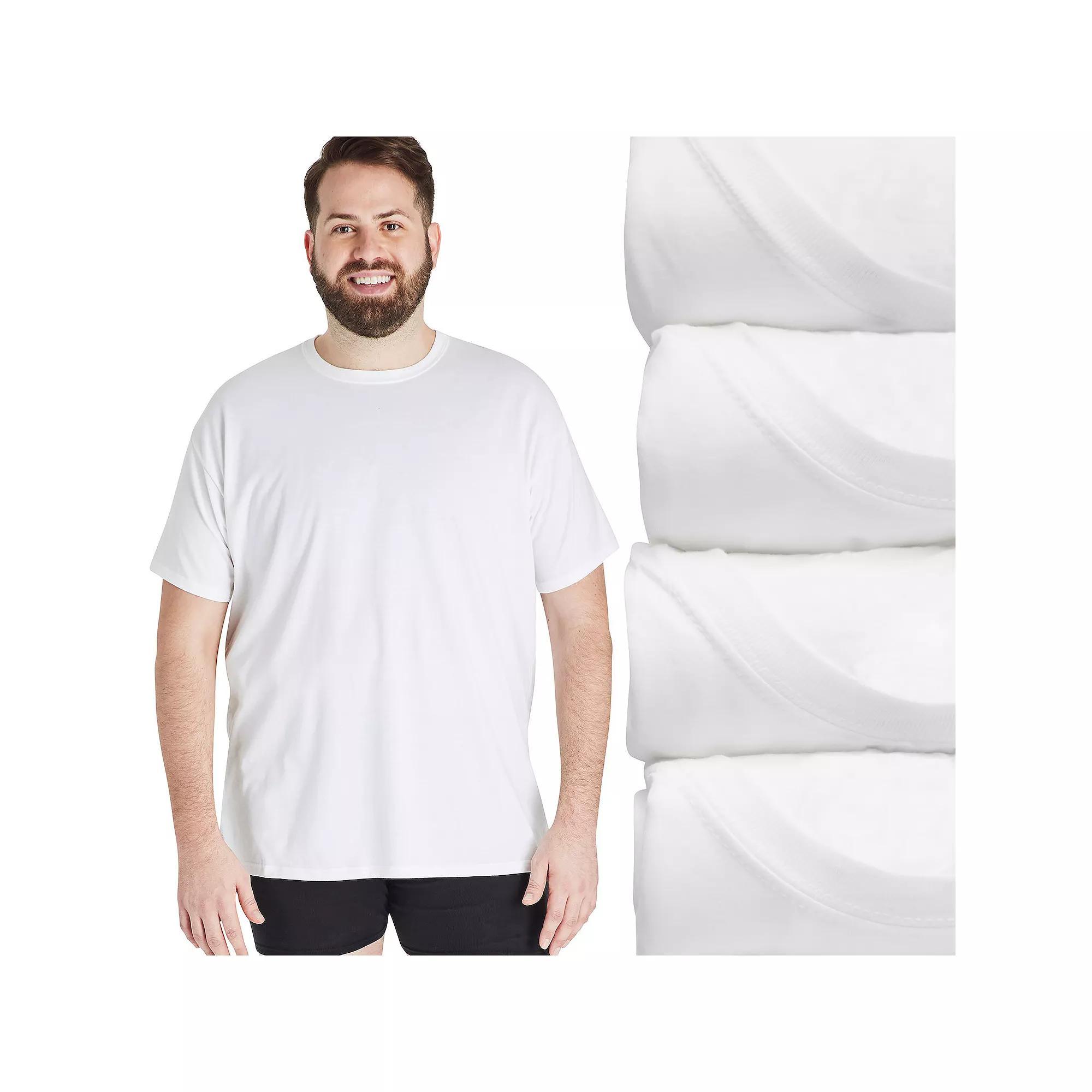 Big & Tall Hanes Ultimate 4-Pack Big Men's ComfortSoft White Crewneck Undershirt, Size: 3XB Product Image