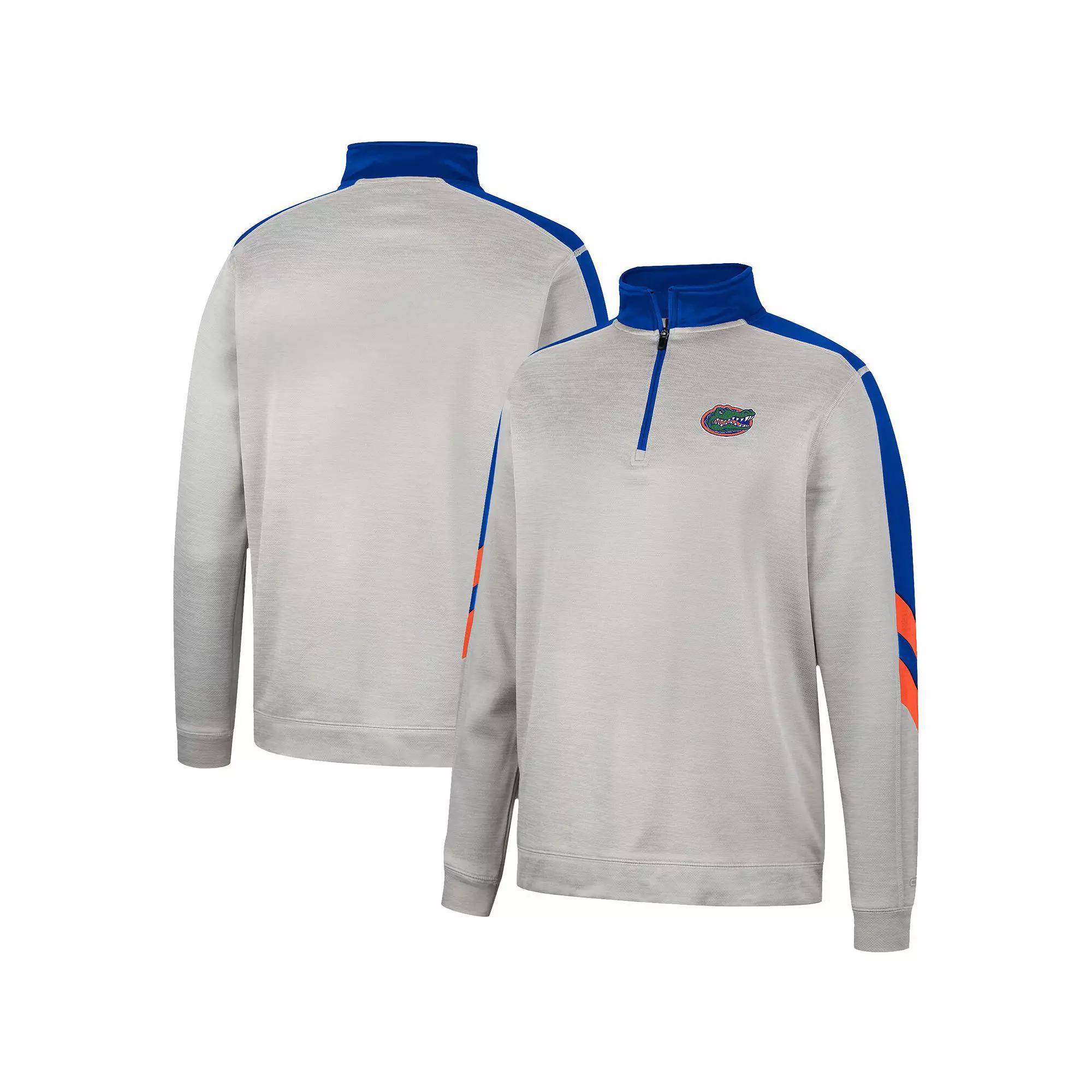 Men's Colosseum Gray/Royal Florida Gators Bushwood Fleece Quarter-Zip Jacket, Size: Large, Grey Product Image