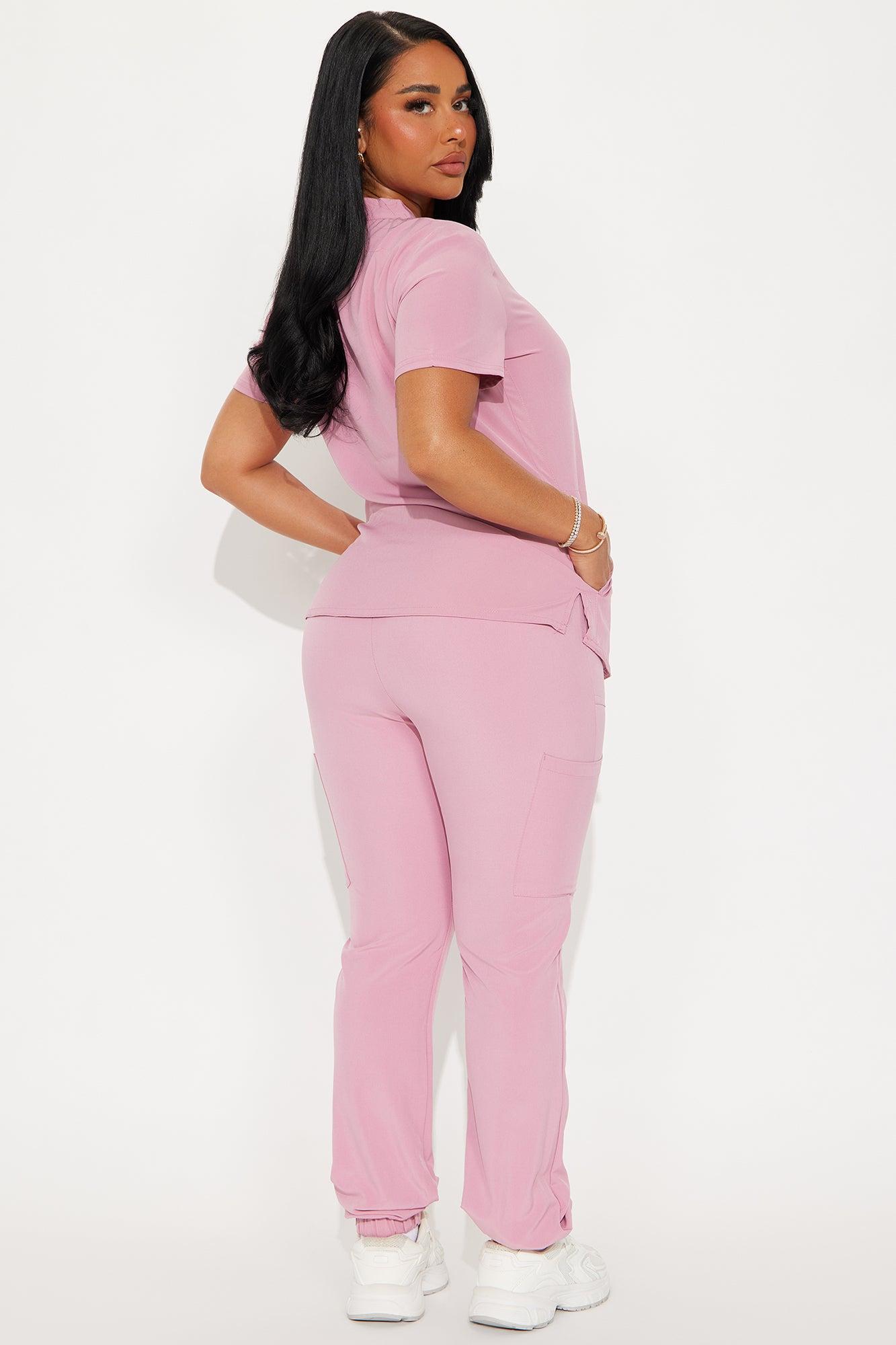 Take Care Stretch Scrub Uniform Jogger Set  - Mauve Female Product Image