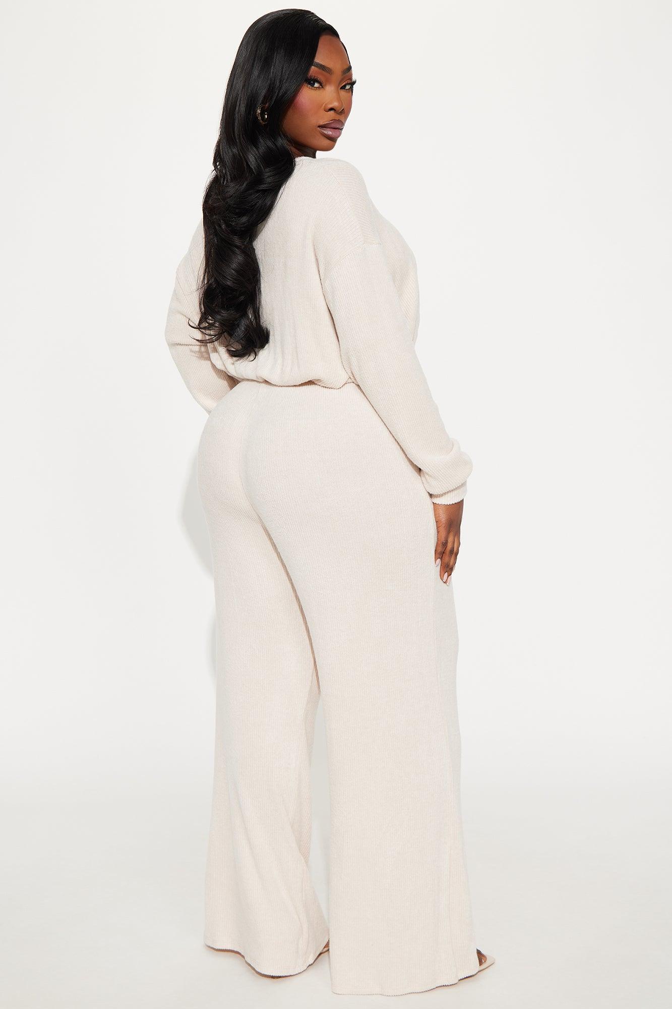 Weekend Errands Wide Leg Pant Set - Cream Product Image