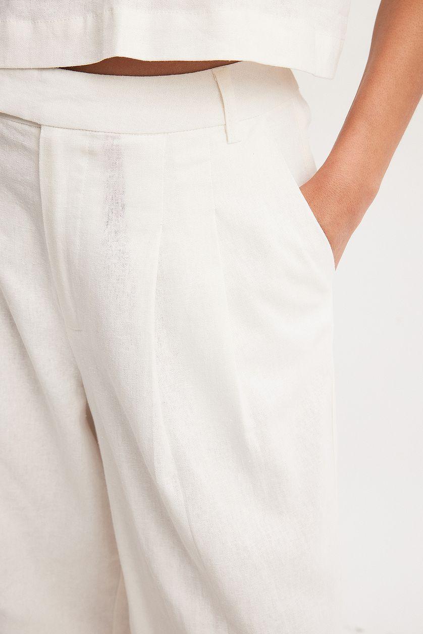 Linen Blend Ankle Length Trousers Product Image