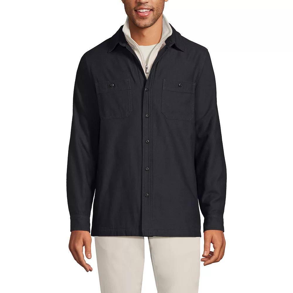 Big & Tall Lands' End Lined Waffle Shacket, Men's, Size: Large Tall, Black Slate Product Image