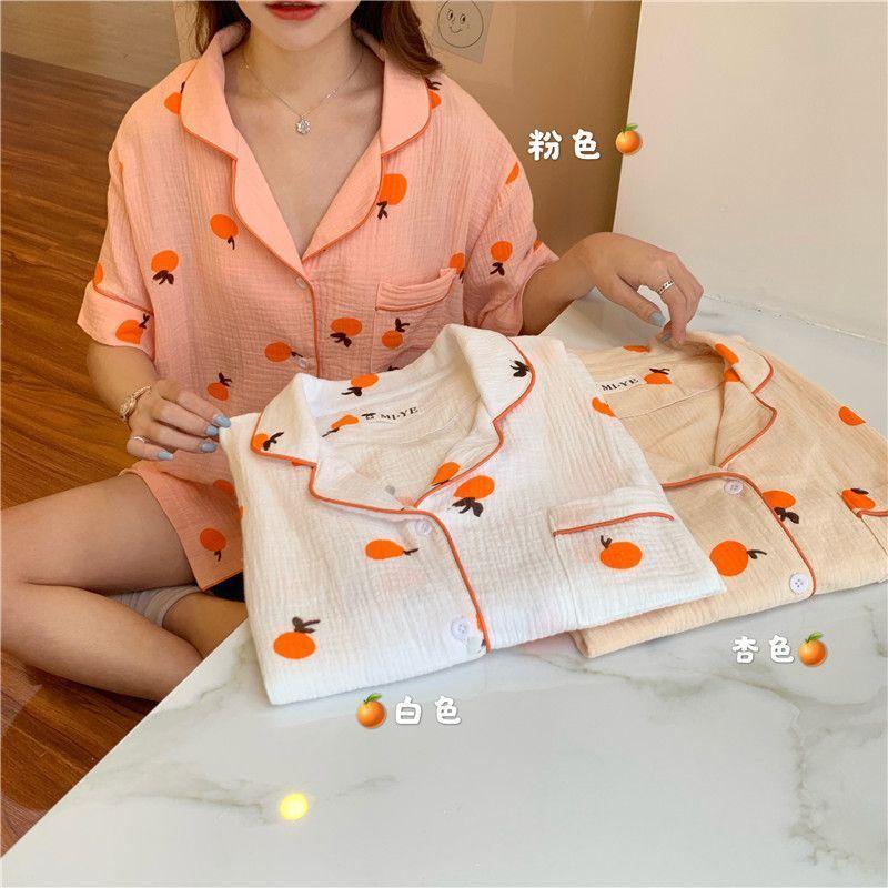 Pajama Set: Printed Short-Sleeve Top + Shorts Product Image