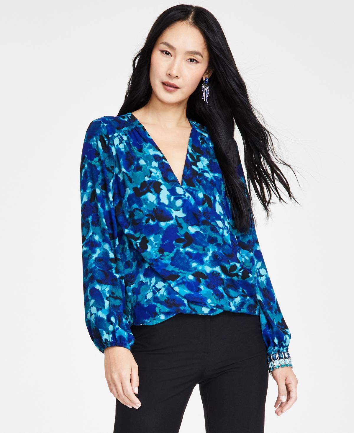 I.n.c. International Concepts Womens Printed Surplice Top, Created for Macys Product Image