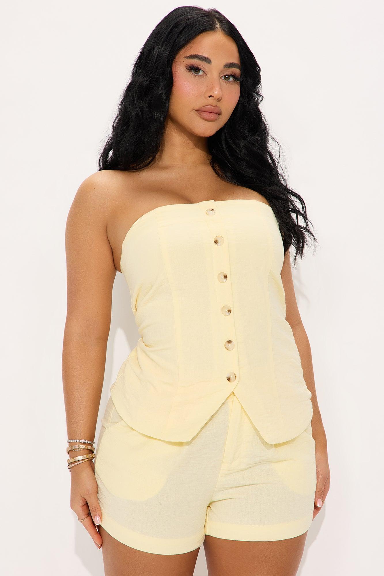 Korina Linen Short Set - Butter Yellow Product Image