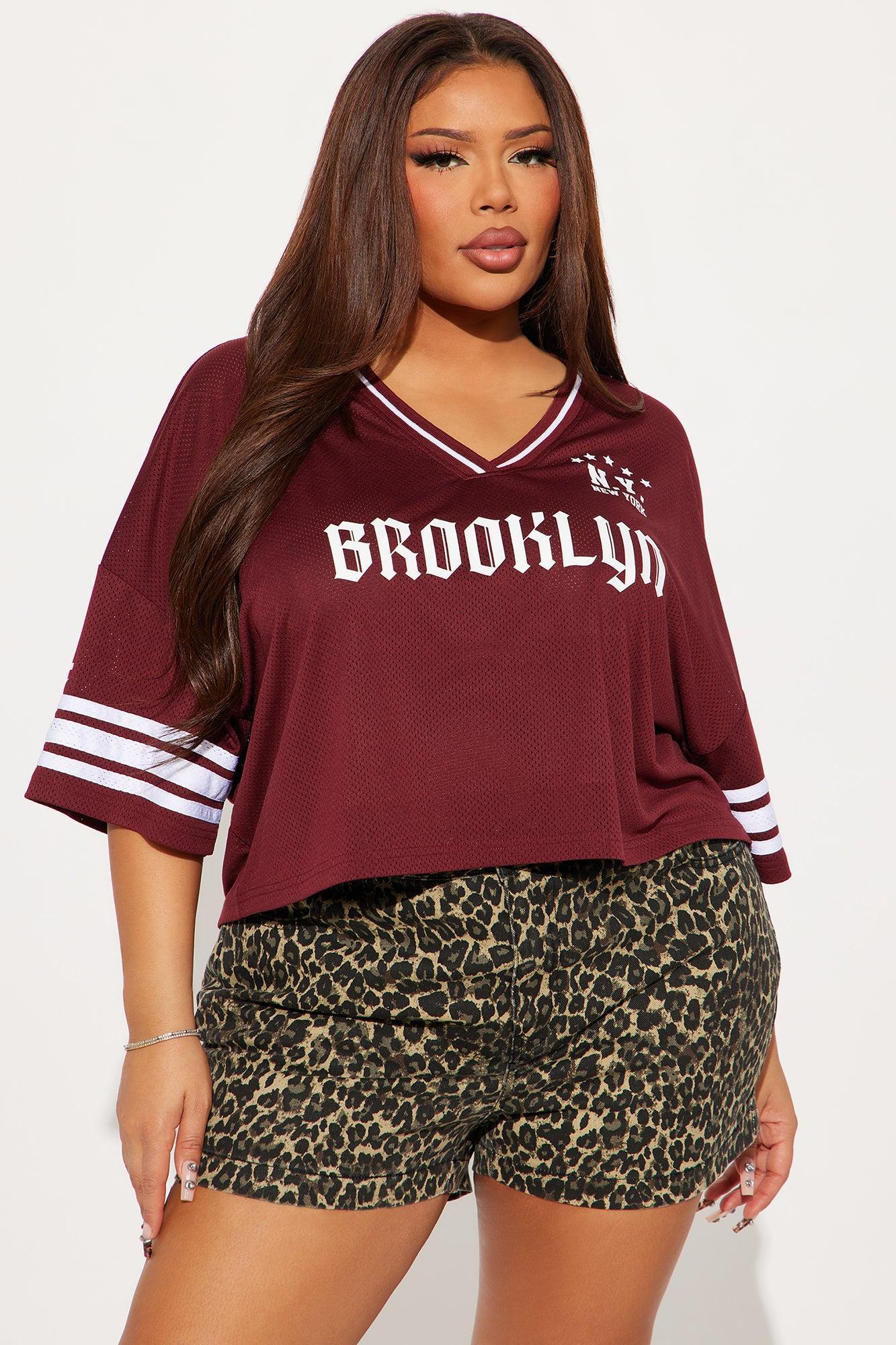 Brooklyn Cropped Jersey Tee - Burgundy Product Image