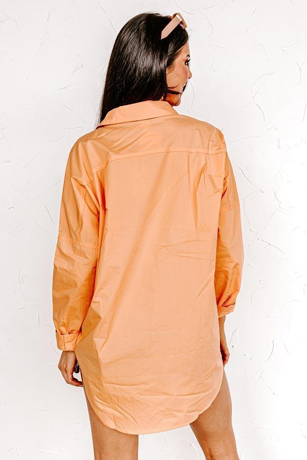 Sending Good Luck Button Up Top In Orange Product Image