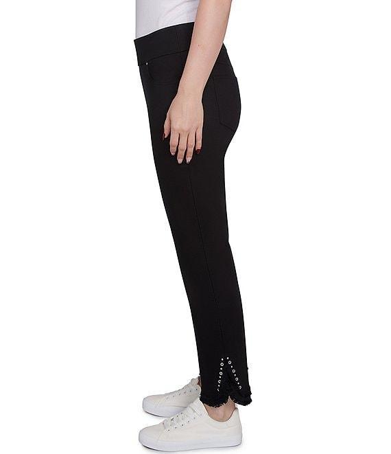 Ruby Rd. Straight Leg Embellished Fringe Hem Pull-On Pants Product Image