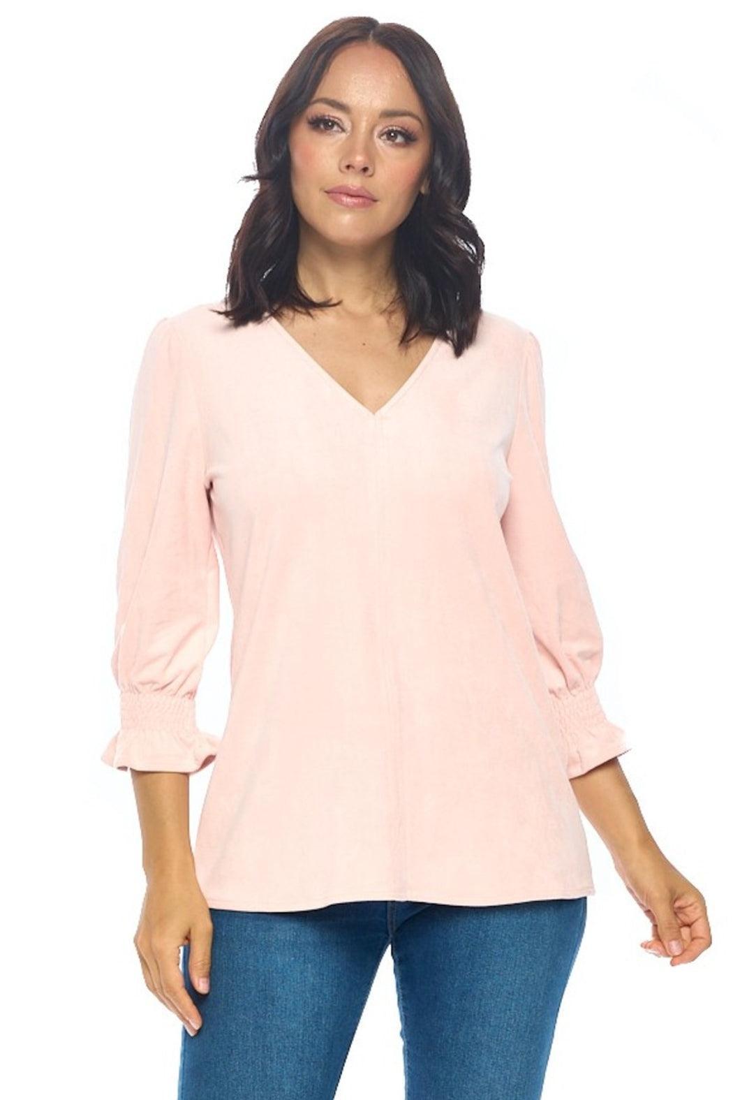 Faux Suede V-Neck Top Product Image