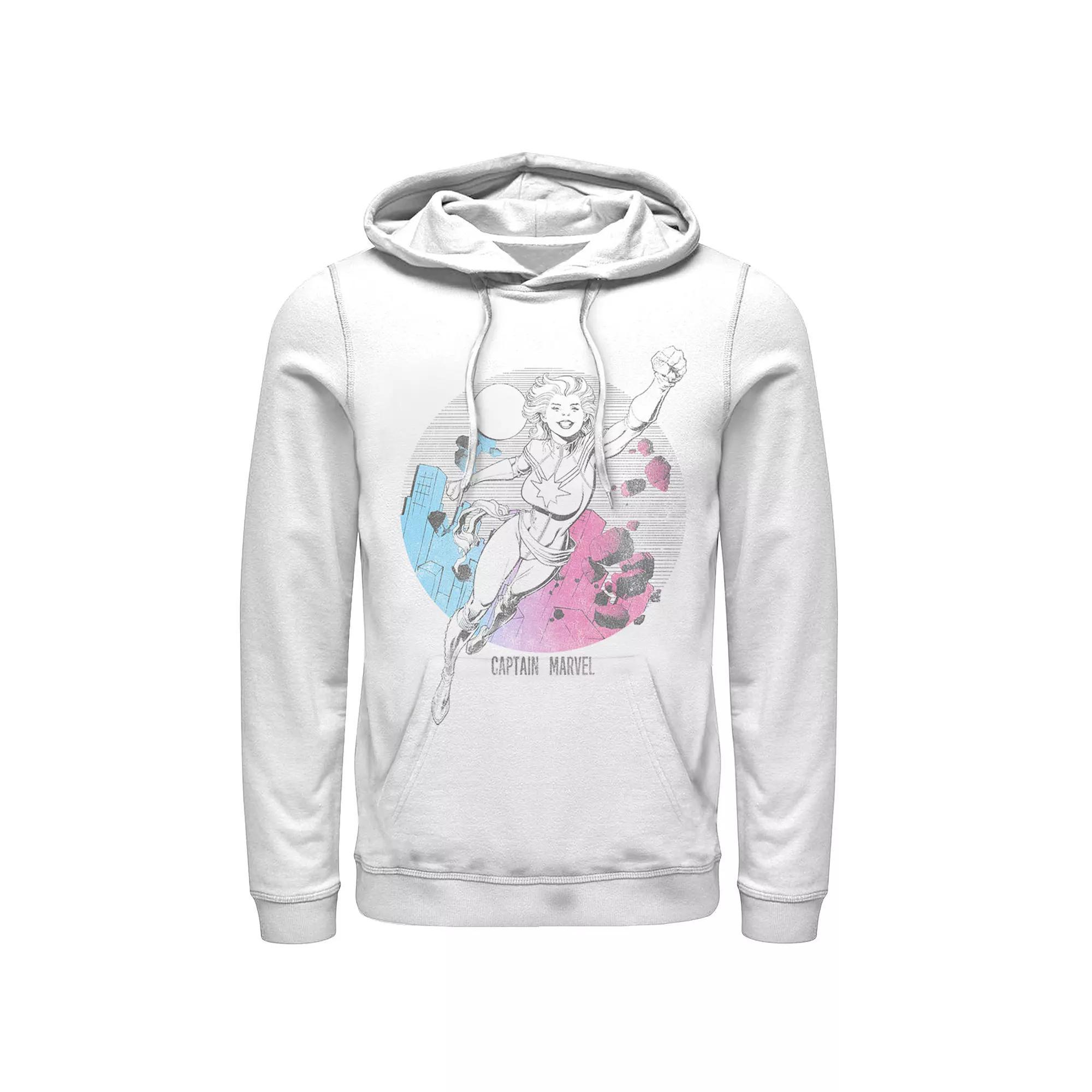 Men's Captain Marvel Comic Skyline Portrait Hoodie,  Product Image