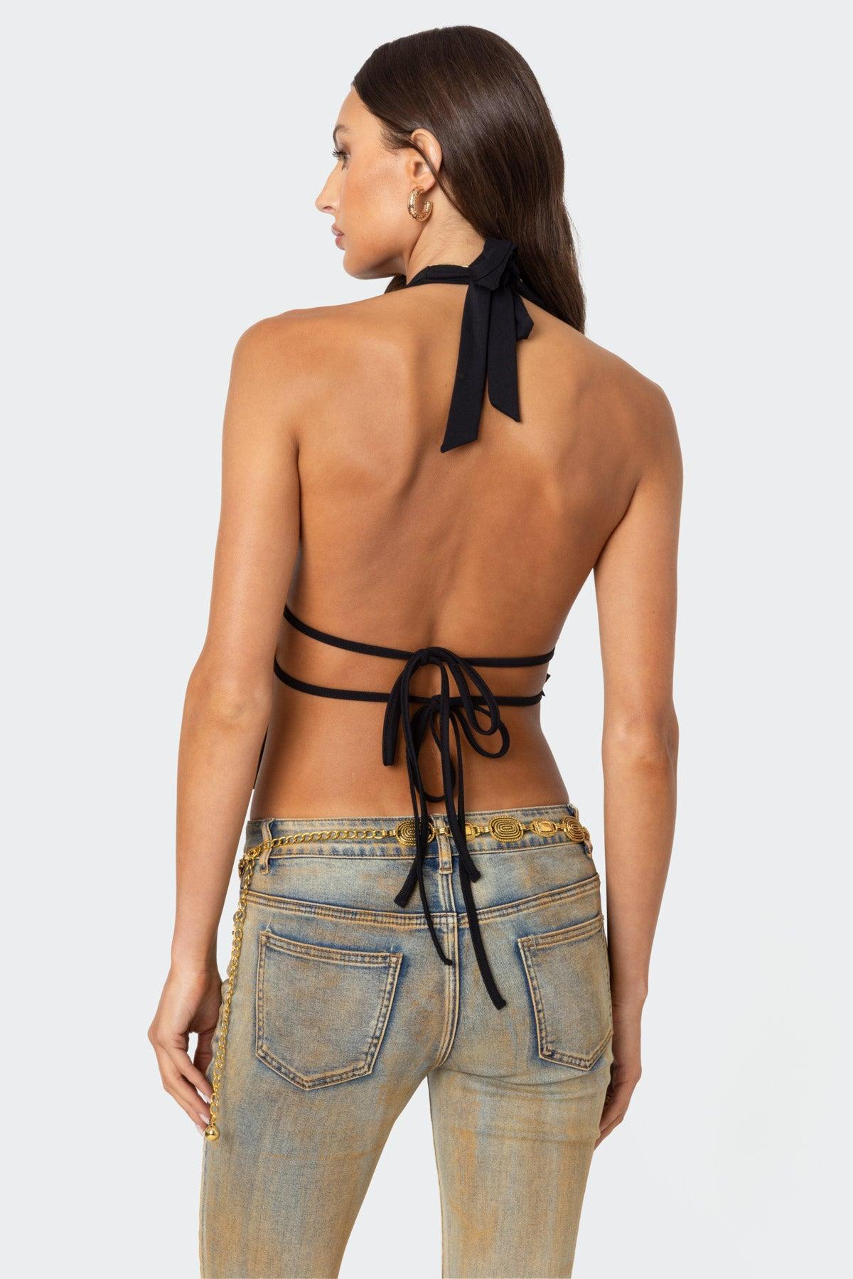 Luma Split Front Backless Halter Top Product Image