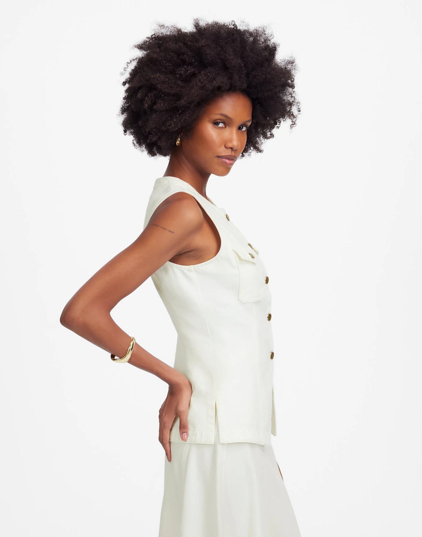 Denim High Crewneck Vest Product Image