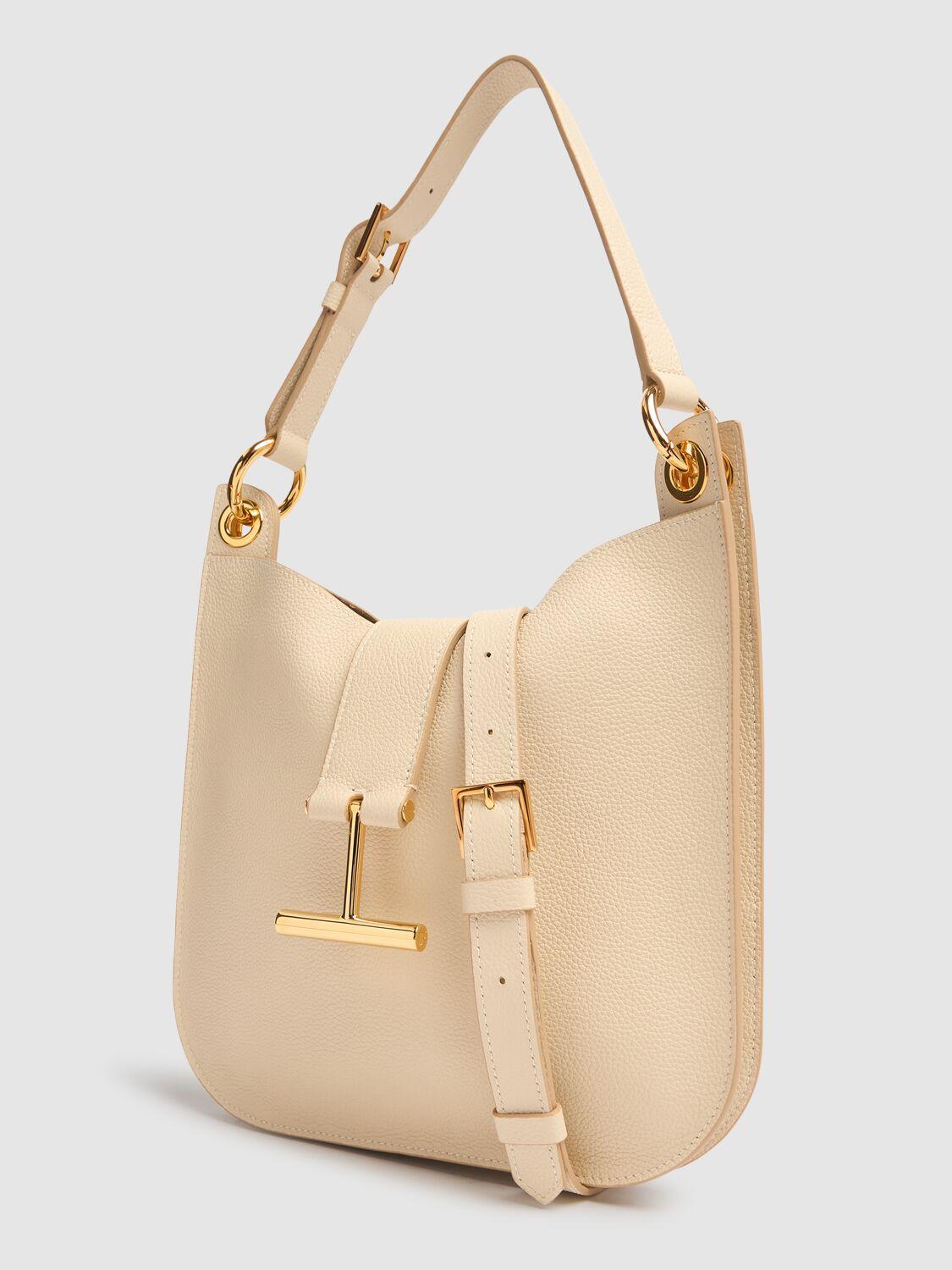 TOM FORD Small Tara Grain Leather Crossbody Bag In Cream Product Image