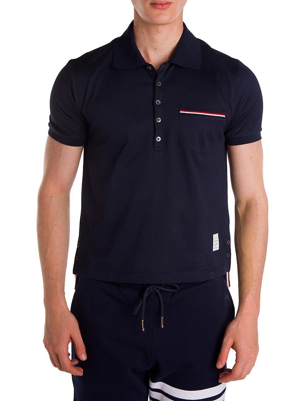 Heather Polo Shirt with Striped Pocket Product Image