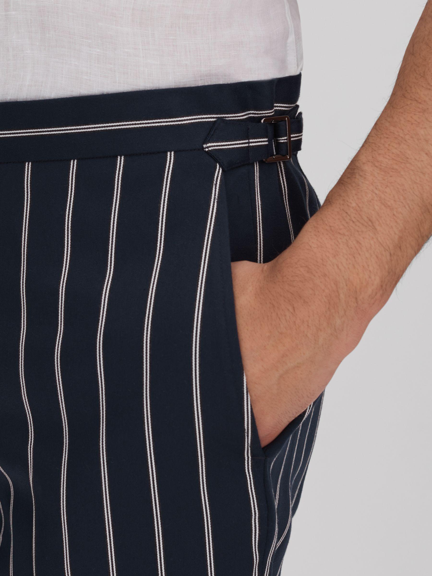 Striped Side Adjuster Shorts in Navy/White Product Image