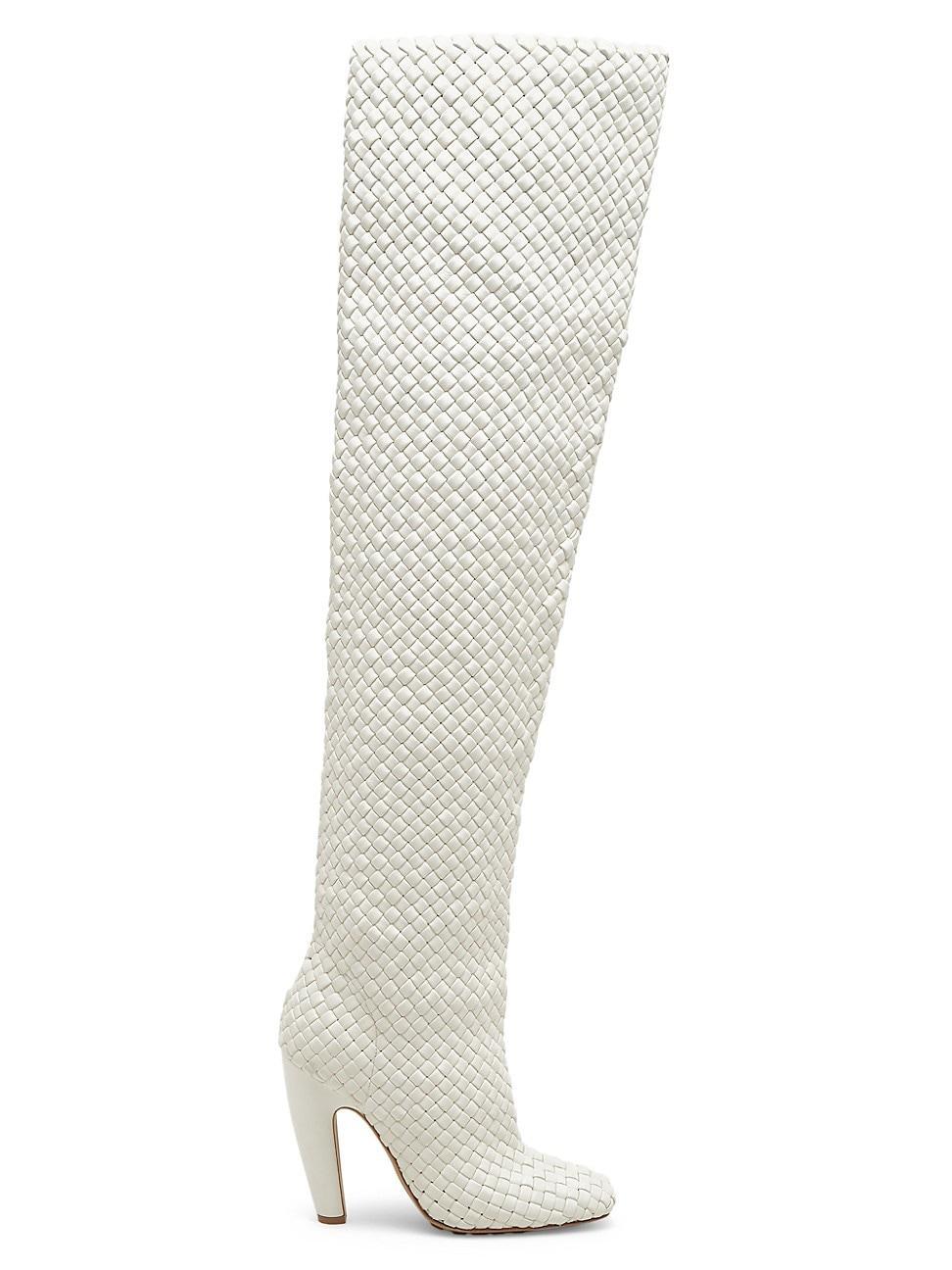 Intrecciato Woven Lambskin Over-The-Knee Boots Product Image