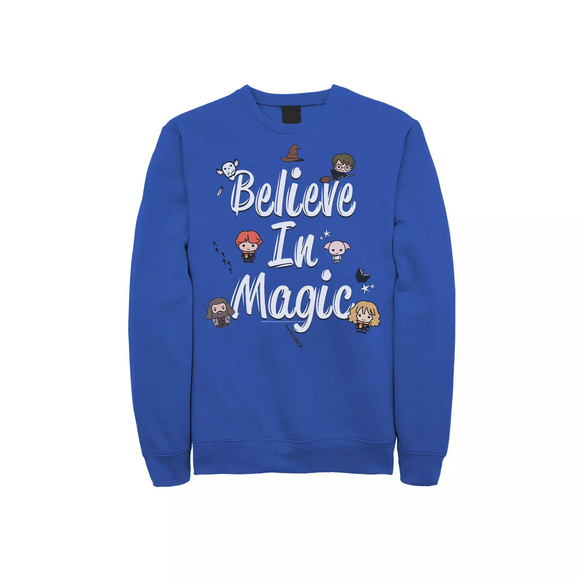 Men's Harry Potter Believe In Magic Cute Cartoon Text Sweatshirt, Size: Small, Royal Product Image