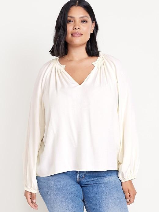 Ruffled Split-Neck Top Product Image