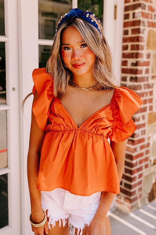 Stay Here Awhile Peplum Top In Rust Product Image