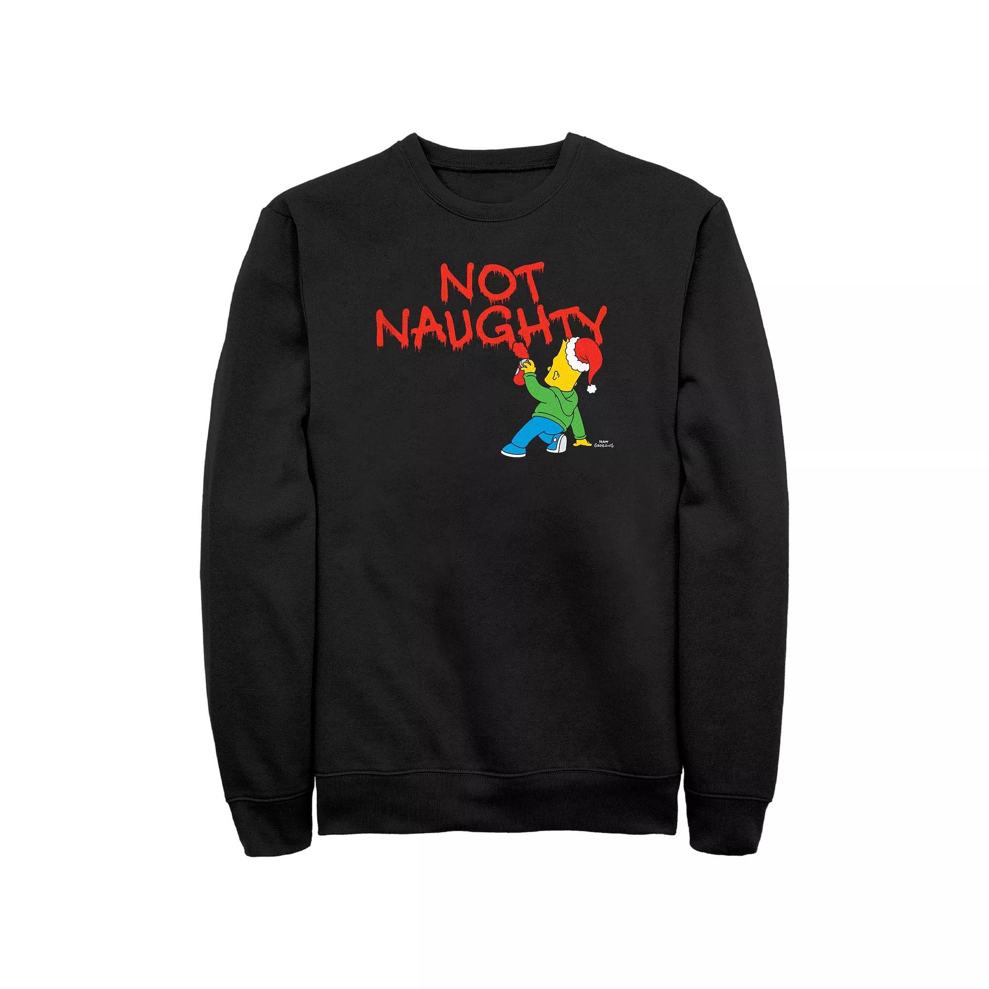 Men's The Simpsons Bart Not Naughty Graffiti Graphic Fleece, Size: XL, Black Product Image
