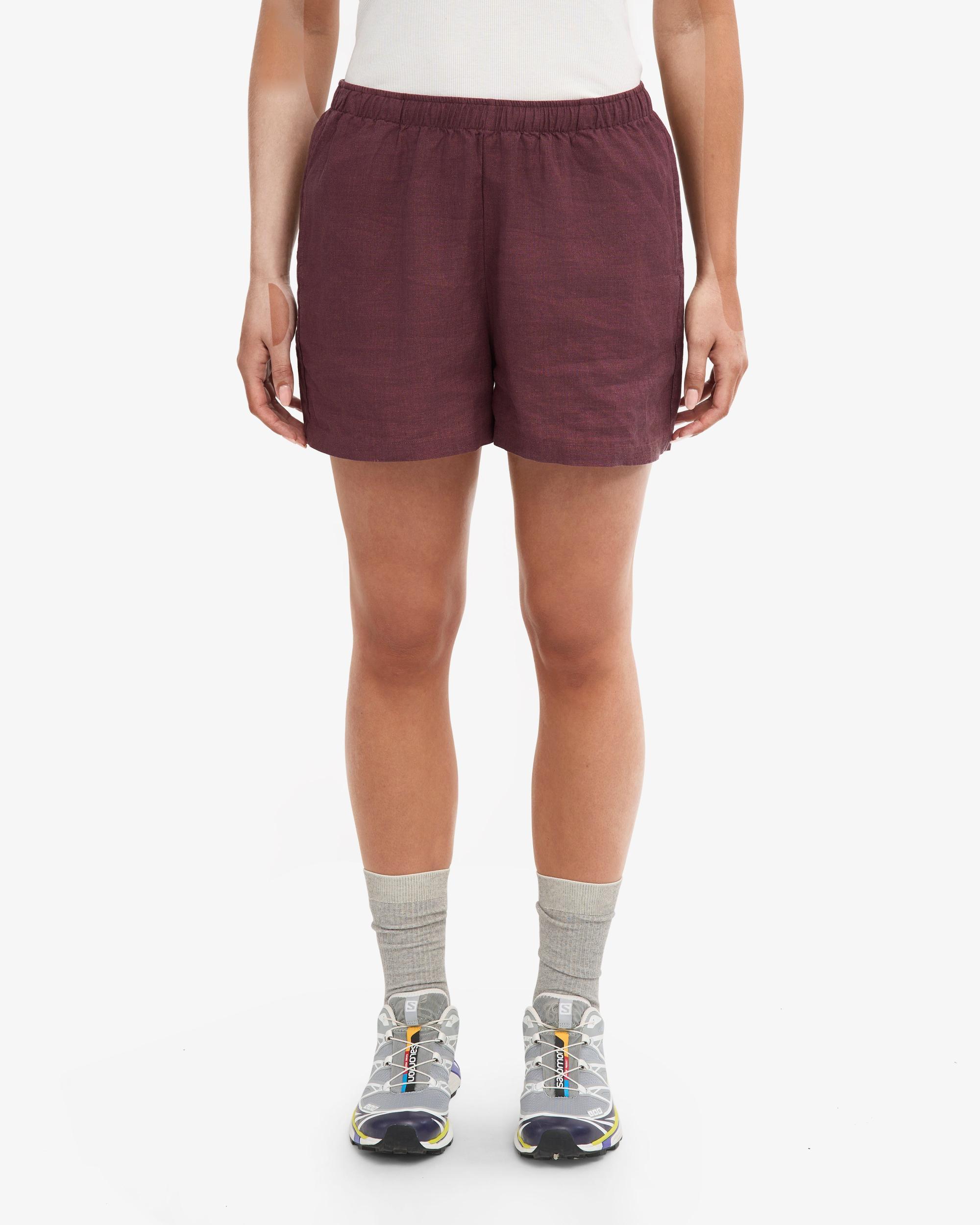 Linen Shorts - Oxblood Red Product Image