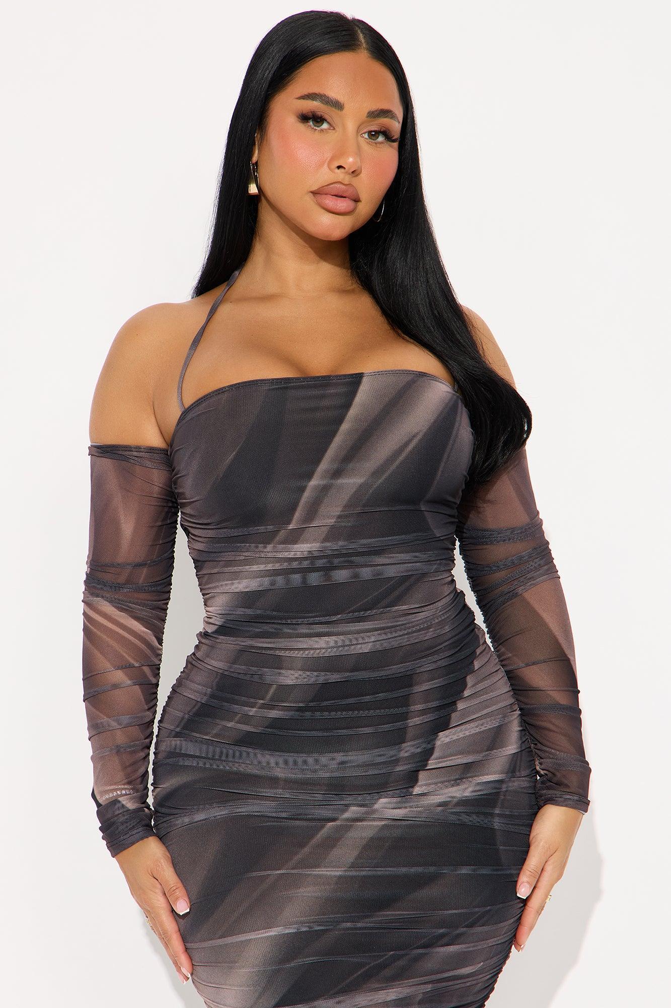 All About The Drama Mesh Midi Dress - Black/combo Female Product Image