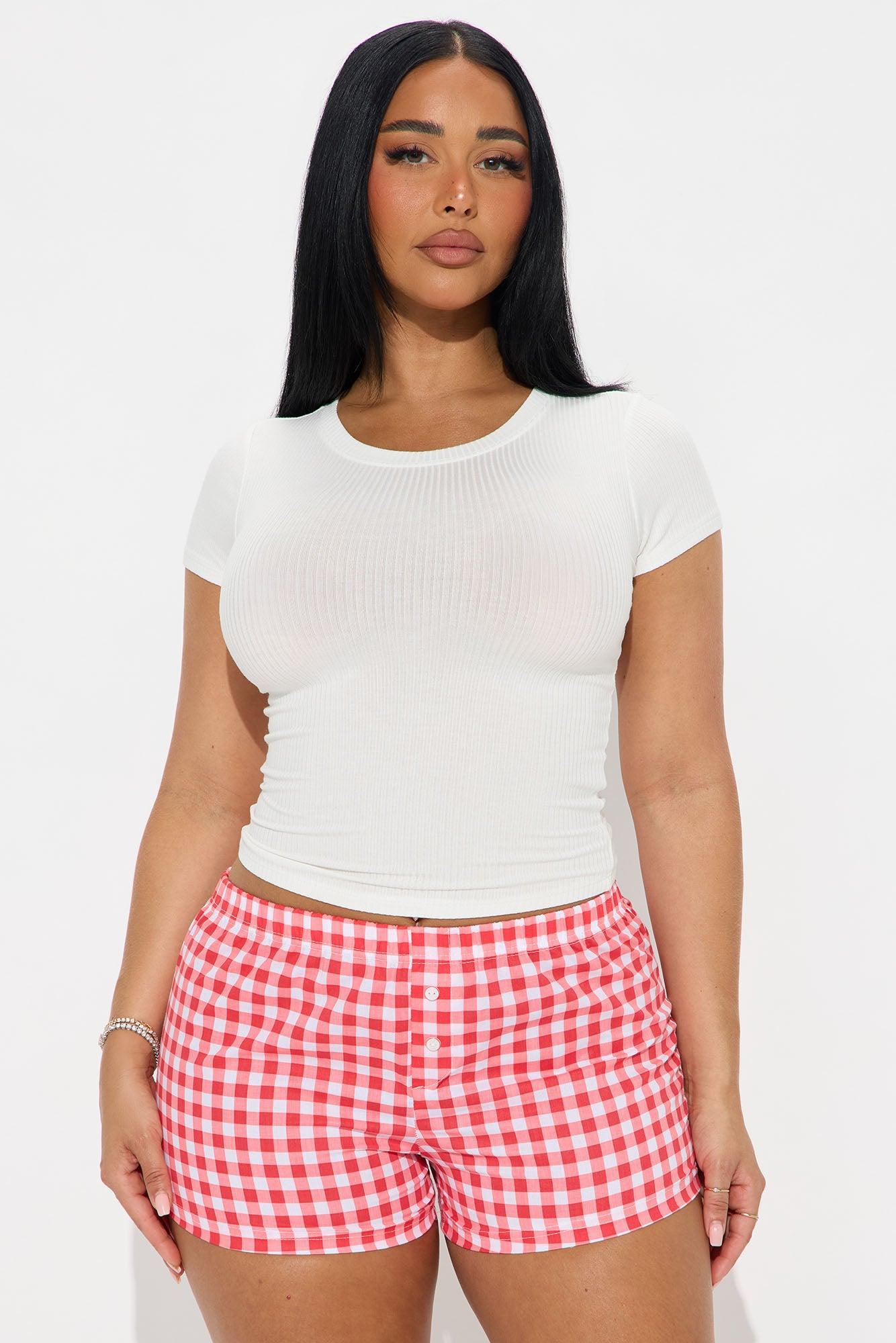 Too Cute Gingham PJ Boxer Short - Red Product Image