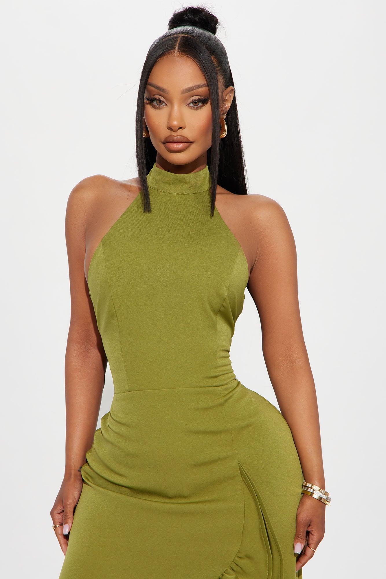 Olivia Ruffle Maxi Dress - Chartreuse Product Image