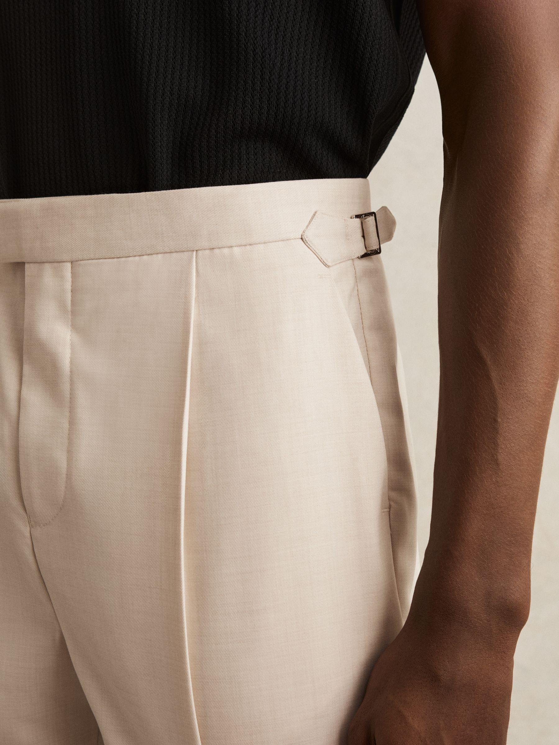 Tapered Turn-Up Trousers in Ecru Product Image