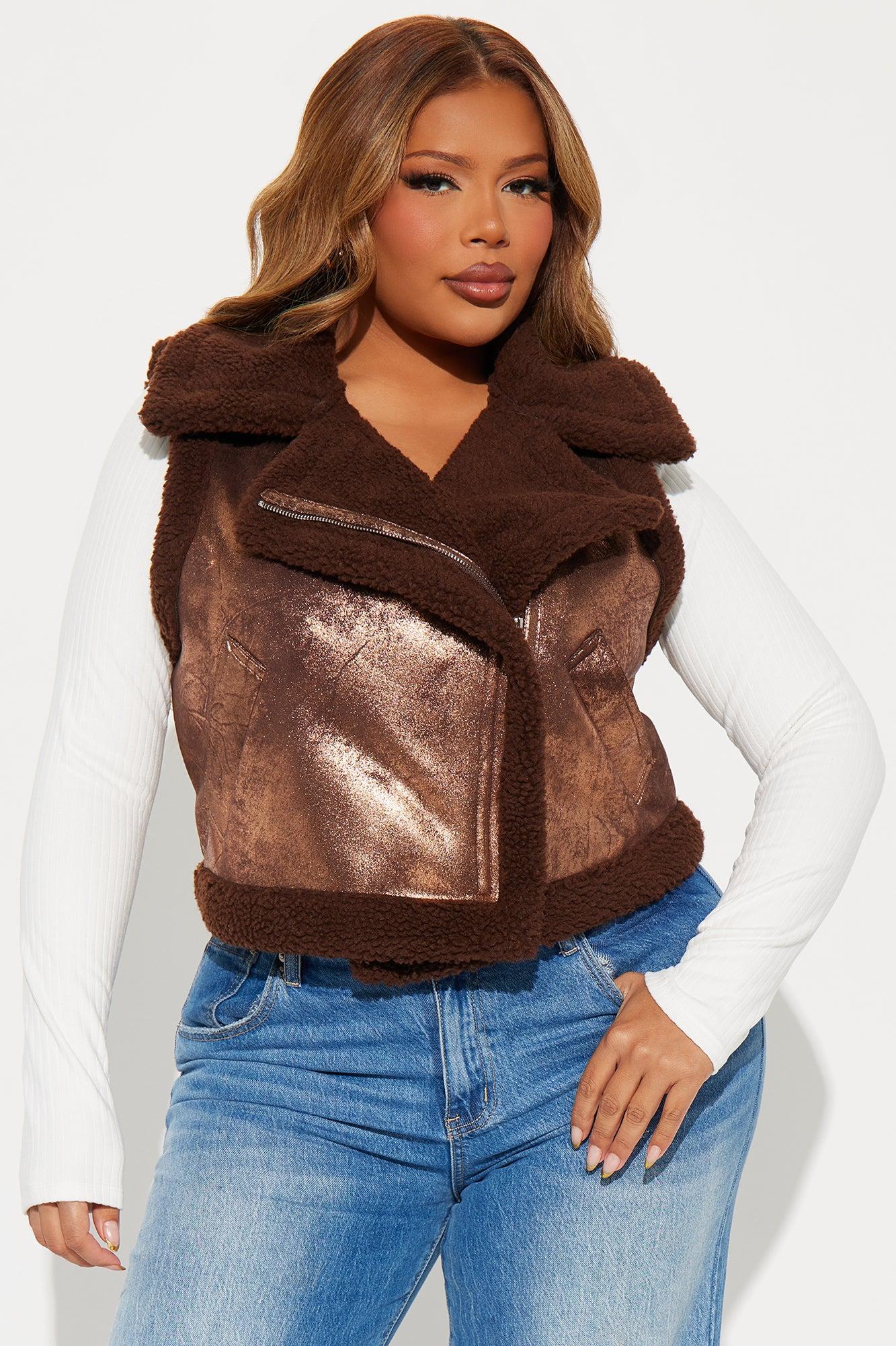 Nonsense Shearling Vest - Brown Product Image