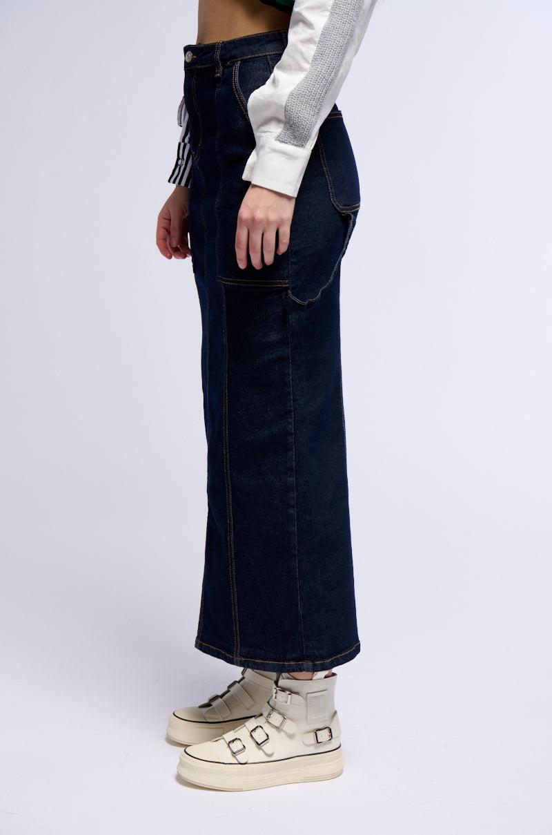 LET IT GO DENIM MAXI SKIRT Product Image