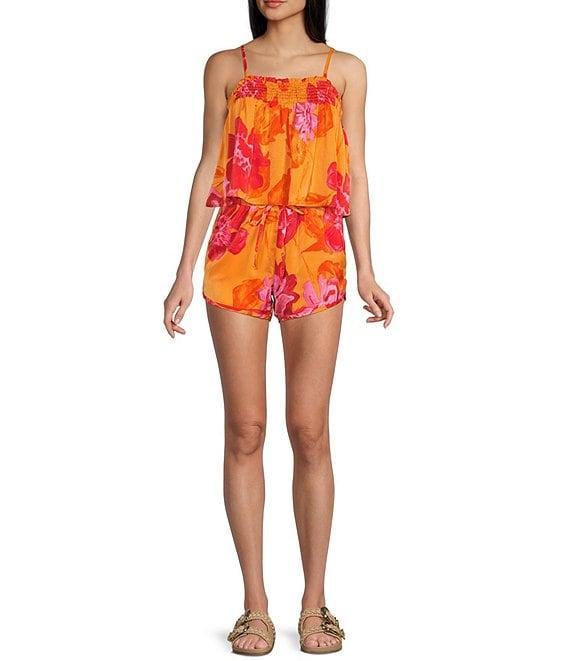 C&V Chelsea & Violet Drawstring Floral Printed Pull On Coordinating Shorts Product Image