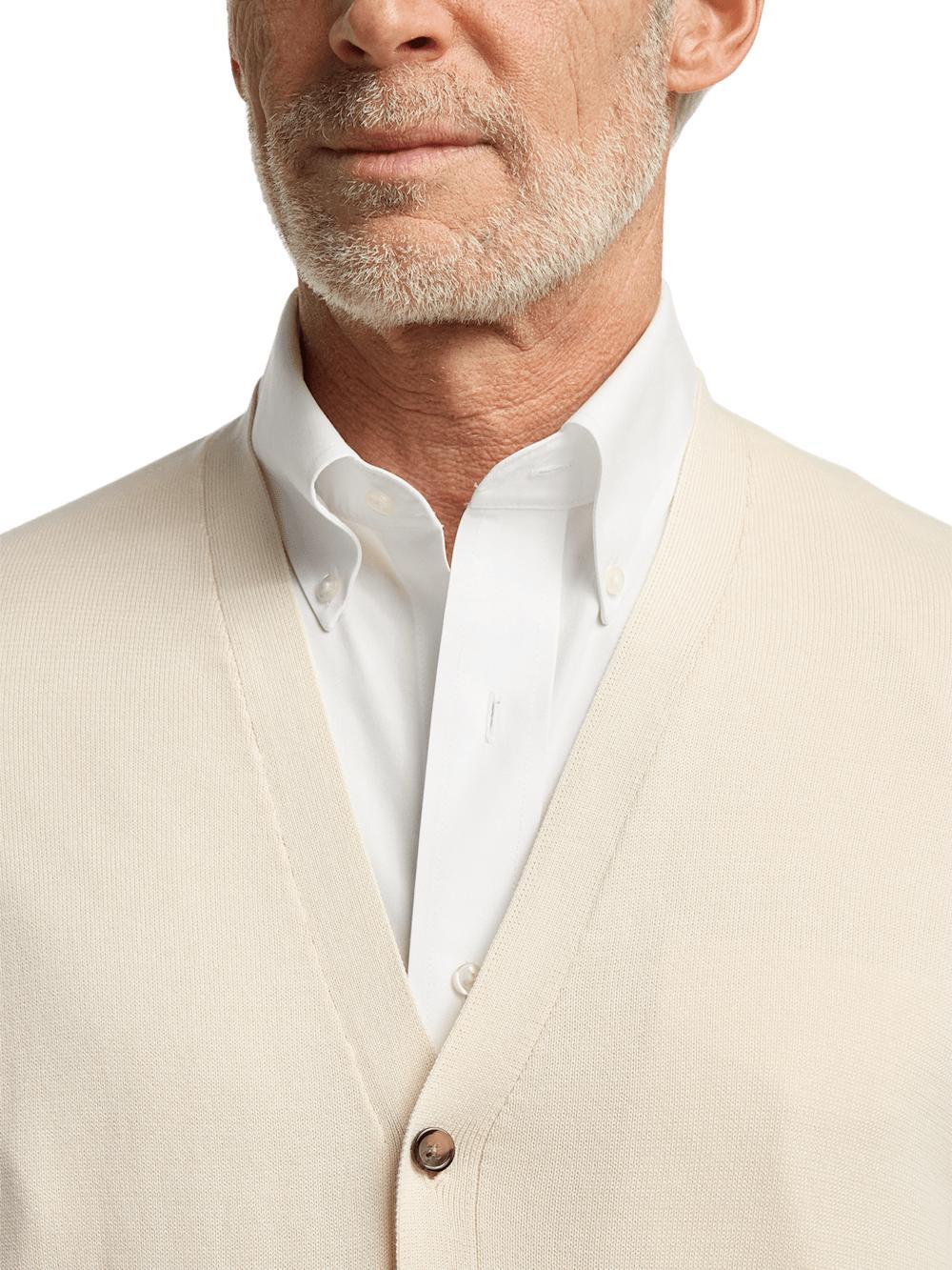 Supima Cotton Button Front Cardigan - Ivory Product Image