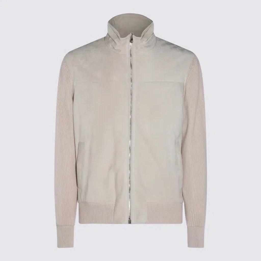 BRUNELLO CUCINELLI Panelled Zipped Padded Jacket In Beige Product Image