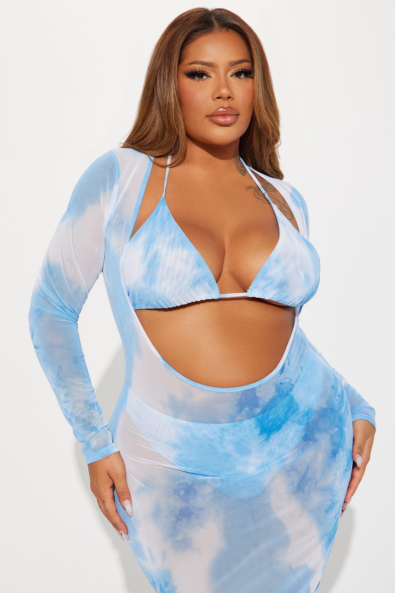 Summers In Tulum Mesh 3 Piece Sunsuit Set - Blue/combo Product Image