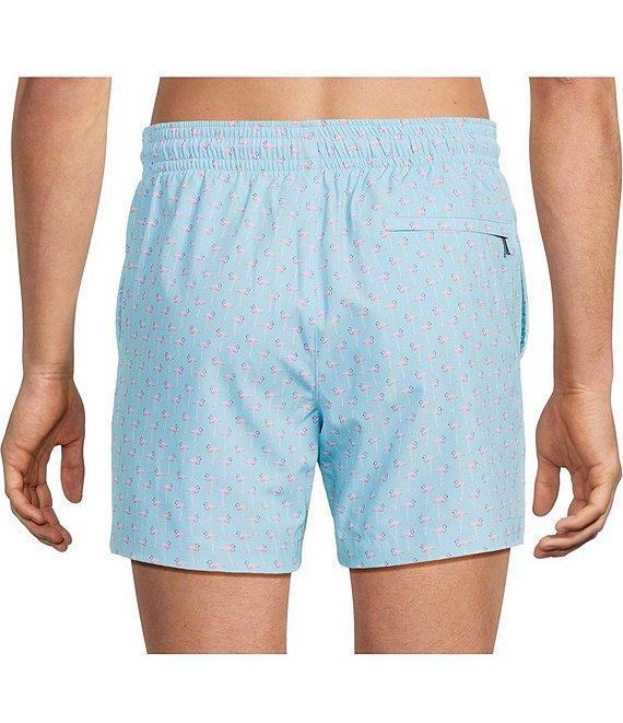 Caribbean Mini Flamingo Teal 5#double; Cabana Swim Trunks Product Image